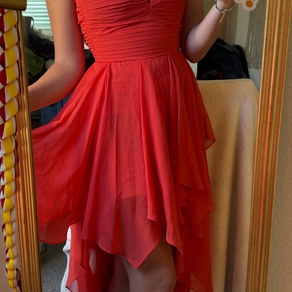 Vintage Elegant Coral High-Low Dress